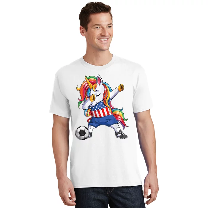 Dab Unicorn United States Football Soccer Jersey US Flag T-Shirt