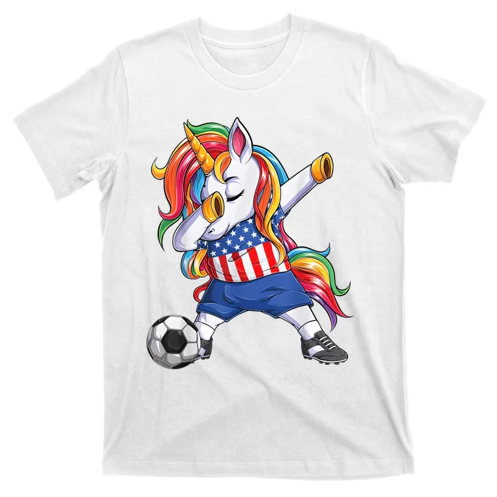 Dab Unicorn United States Football Soccer Jersey US Flag T-Shirt