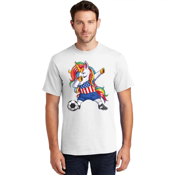 Dab Unicorn United States Football Soccer Jersey US Flag Tall T-Shirt