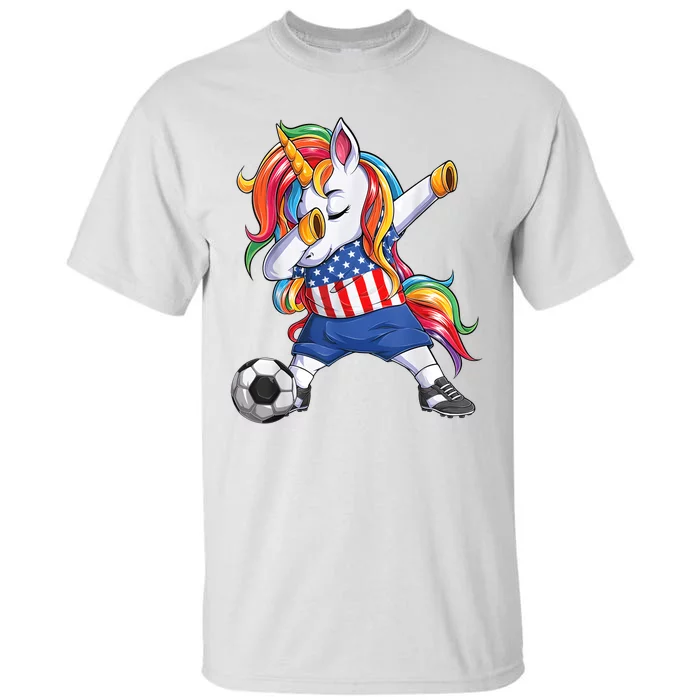 Dab Unicorn United States Football Soccer Jersey US Flag Tall T-Shirt