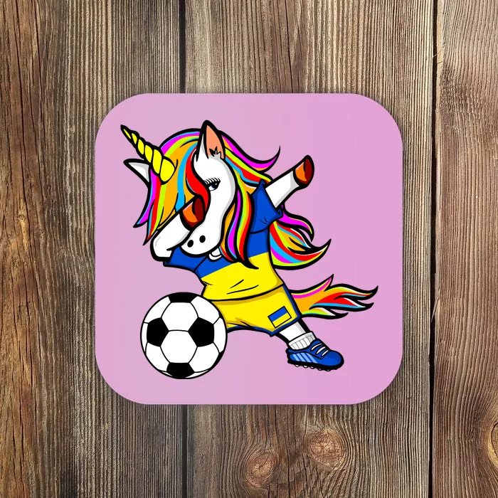 Dabbing Unicorn Ukraine Football Ukrainian Flag Soccer Coaster