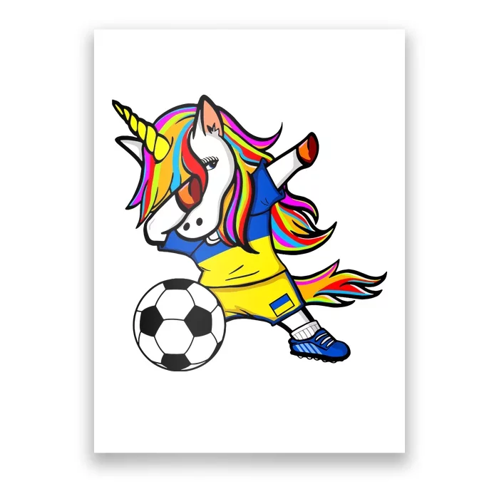 Dabbing Unicorn Ukraine Football Ukrainian Flag Soccer Poster