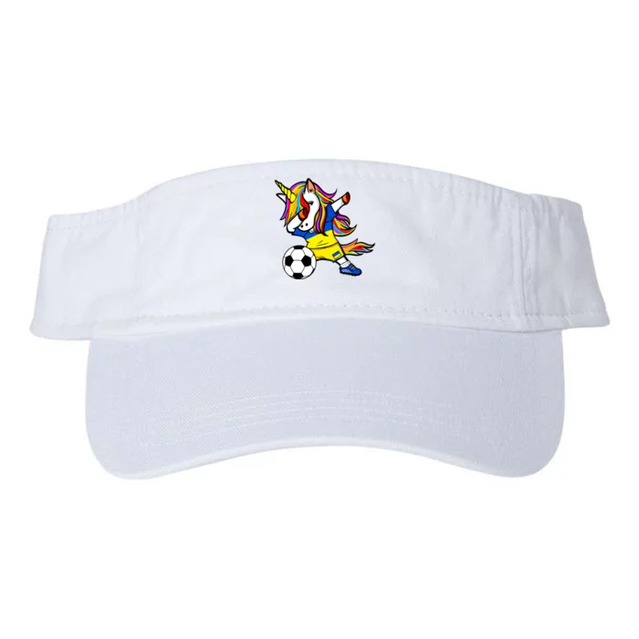 Dabbing Unicorn Ukraine Football Ukrainian Flag Soccer Valucap Bio-Washed Visor