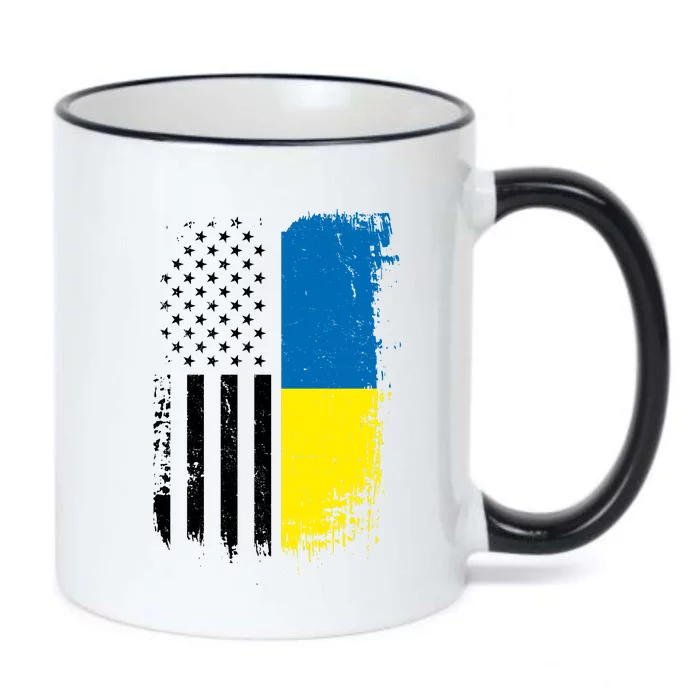 Distressed USA Ukraine Flag Stand With Ukraine Black Color Changing Mug