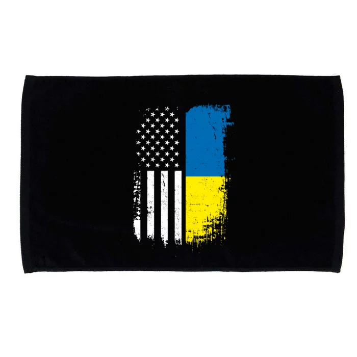 Distressed USA Ukraine Flag Stand With Ukraine Microfiber Hand Towel