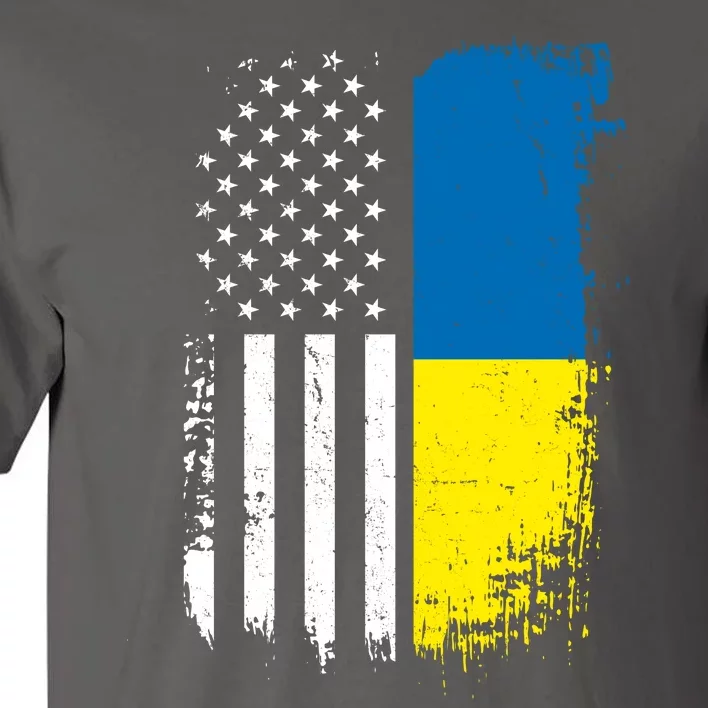 Distressed USA Ukraine Flag Stand With Ukraine Tall T-Shirt