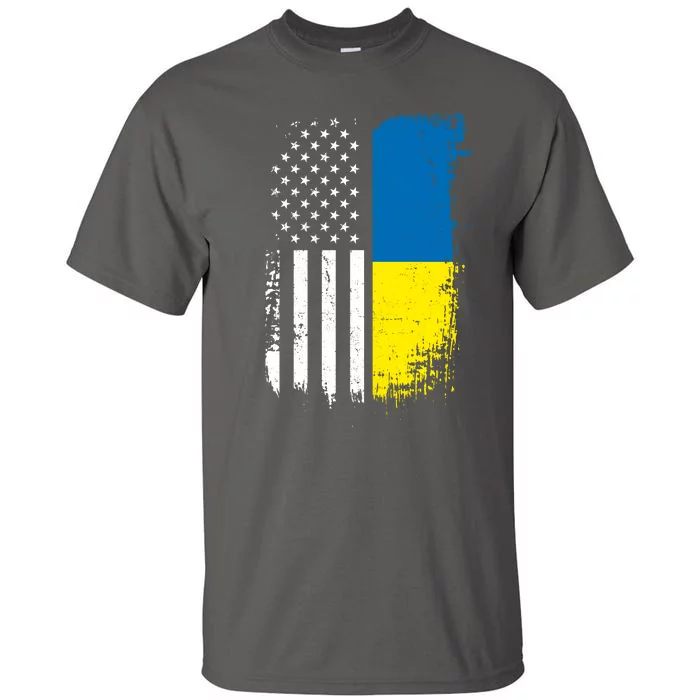 Distressed USA Ukraine Flag Stand With Ukraine Tall T-Shirt