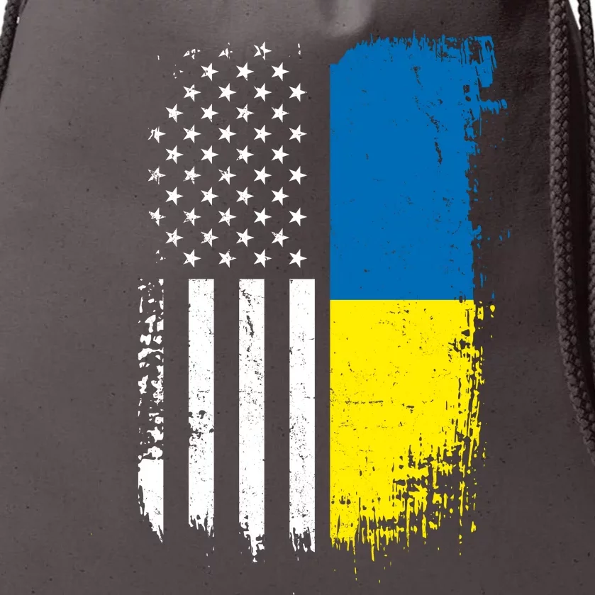 Distressed USA Ukraine Flag Stand With Ukraine Drawstring Bag