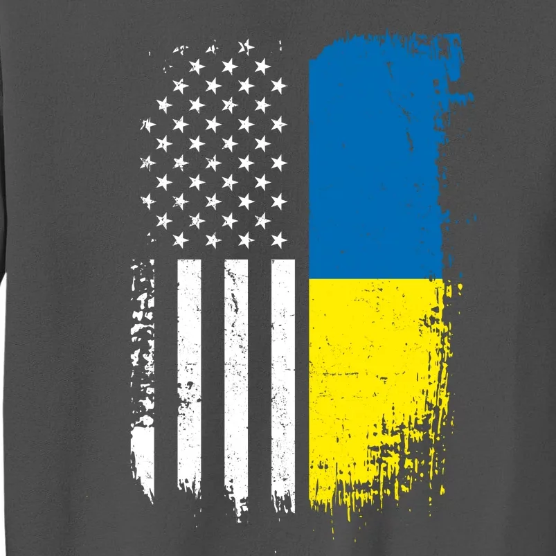 Distressed USA Ukraine Flag Stand With Ukraine Tall Sweatshirt