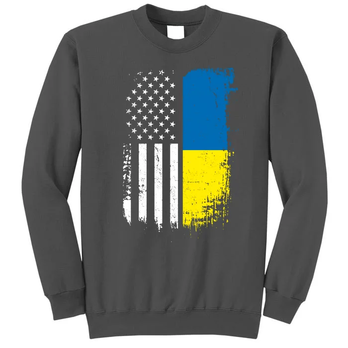 Distressed USA Ukraine Flag Stand With Ukraine Tall Sweatshirt