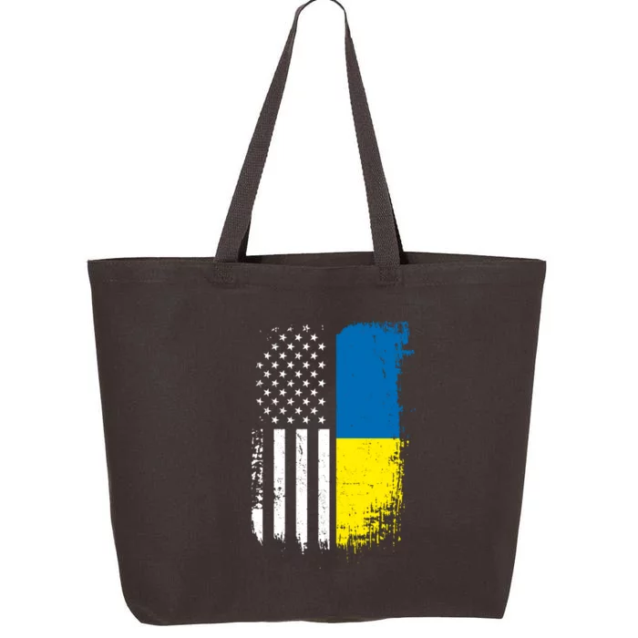 Distressed USA Ukraine Flag Stand With Ukraine 25L Jumbo Tote