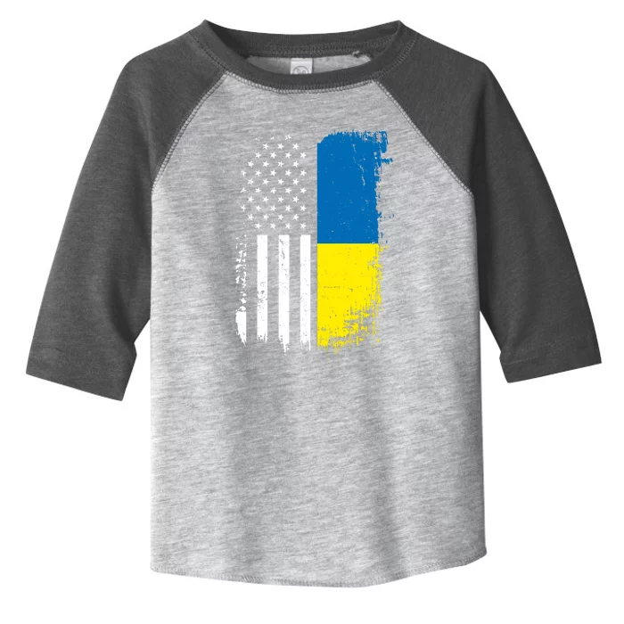 Distressed USA Ukraine Flag Stand With Ukraine Toddler Fine Jersey T-Shirt