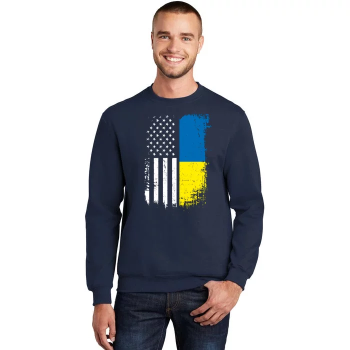 Distressed USA Ukraine Flag Stand With Ukraine Sweatshirt