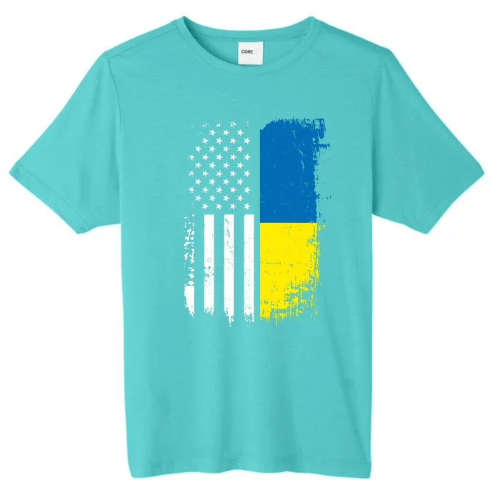 Distressed USA Ukraine Flag Stand With Ukraine ChromaSoft Performance T-Shirt