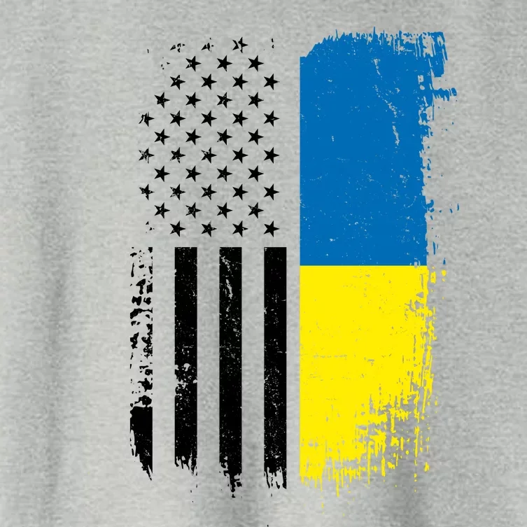 Distressed USA Ukraine Flag Stand With Ukraine Women's Crop Top Tee