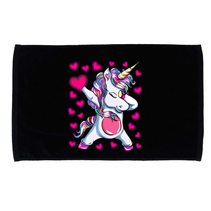 Dabbing Unicorn Valentine's Day Heart Costume Gift Microfiber Hand Towel