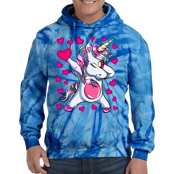 Dabbing Unicorn Valentine's Day Heart Costume Gift Tie Dye Hoodie