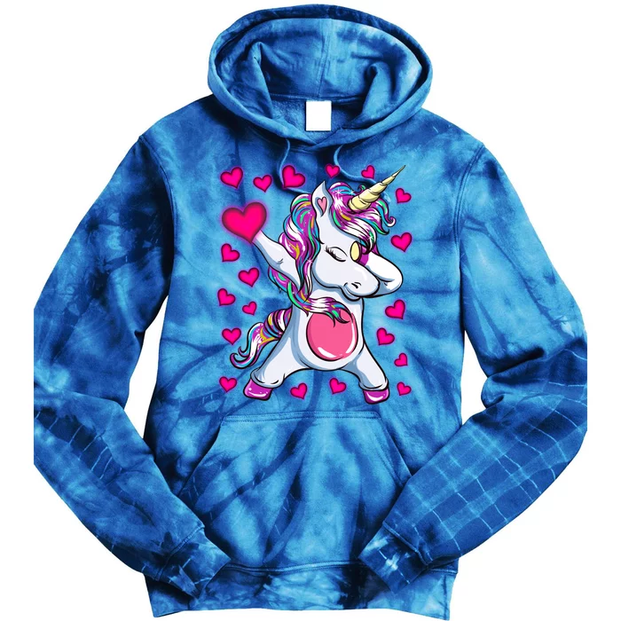 Dabbing Unicorn Valentine's Day Heart Costume Gift Tie Dye Hoodie