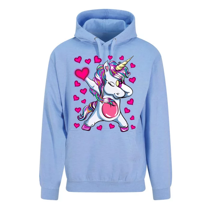 Dabbing Unicorn Valentine's Day Heart Costume Gift Unisex Surf Hoodie