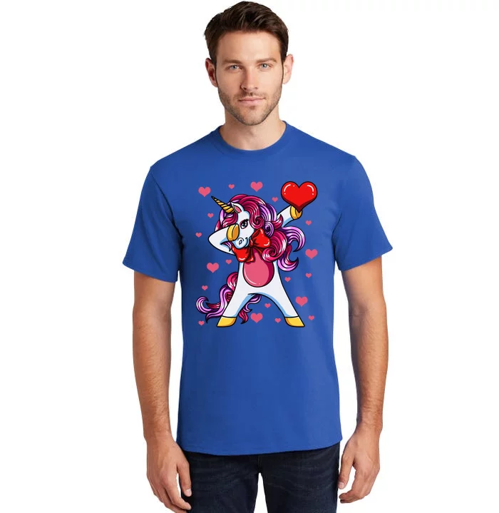 Dabbing Unicorn Valentine's Day Heart Love Great Gift Tall T-Shirt