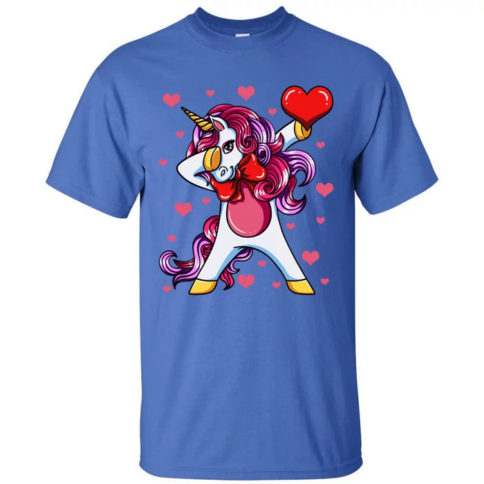 Dabbing Unicorn Valentine's Day Heart Love Great Gift Tall T-Shirt