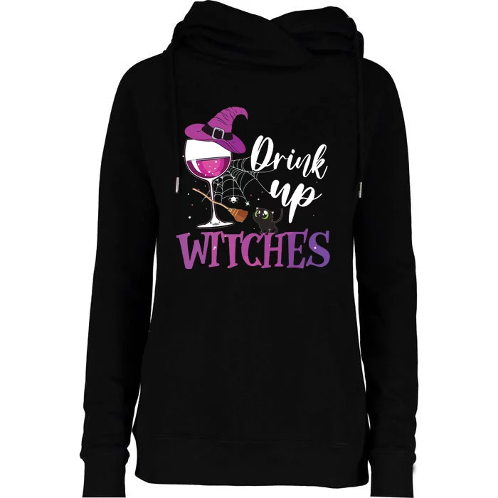 Drink Up Witches Wine Lover Drinking Halloween Costume Womens Funnel Neck Pullover Hood