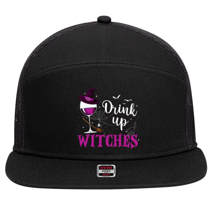 Drink Up Witches Wine Lover Drinking Halloween Costume 7 Panel Mesh Trucker Snapback Hat