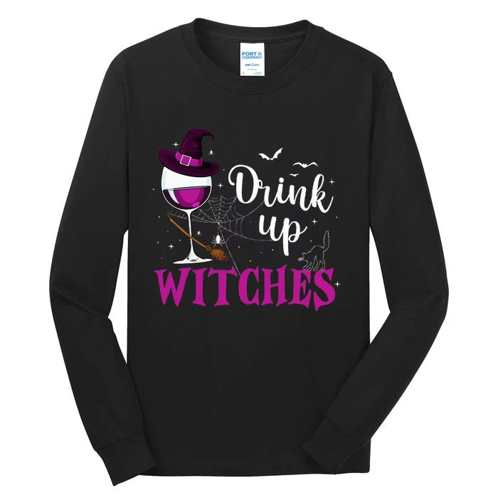 Drink Up Witches Wine Lover Drinking Halloween Costume Tall Long Sleeve T-Shirt