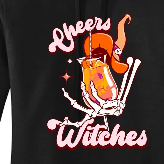 Drink Up Witches Skeleton Hand Holding A Pumpkin Drink Retro Halloween Gift Women's Pullover Hoodie