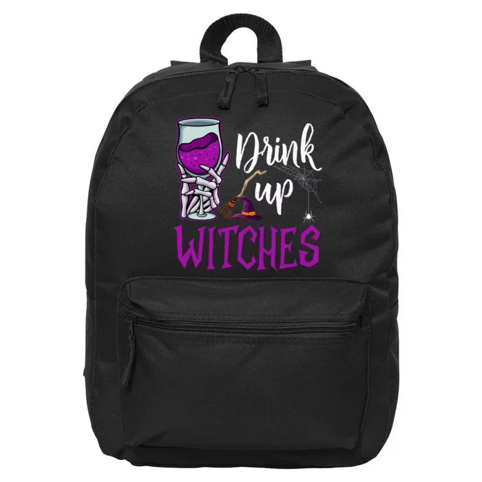 Drink Up Witches Wine Lover Drinking Halloween 16 in Basic Backpack