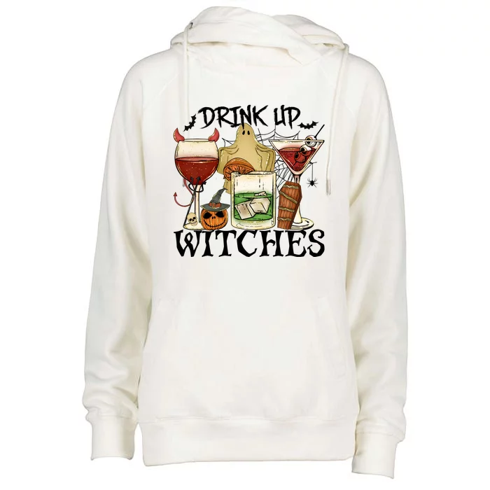 Drink Up Witches Halloween Witch Drinking Party Gift Womens Funnel Neck Pullover Hood