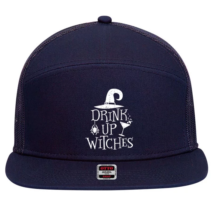 Drink Up Witches Funny Halloween 7 Panel Mesh Trucker Snapback Hat