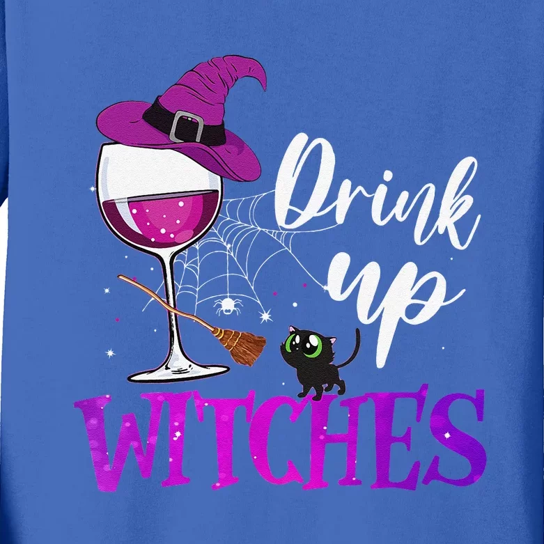 Drink Up Witches Wine Lover Drinking Halloween Costume Kids Long Sleeve Shirt