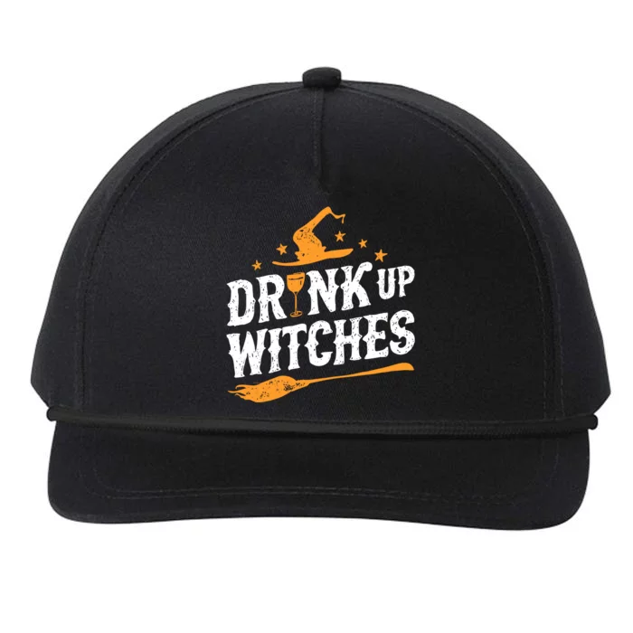 Drink Up Witches Funny Halloween Witch Drinking Wine Snapback Five-Panel Rope Hat