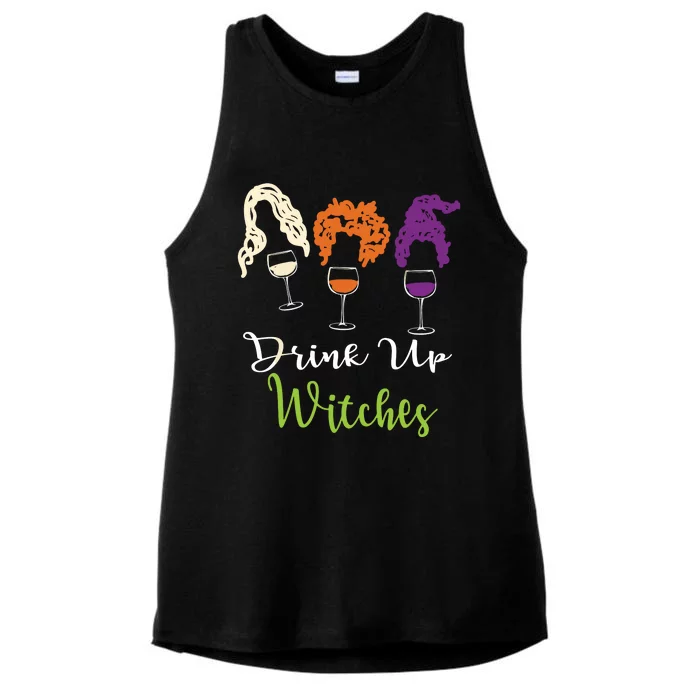 Drink Up Witches Halloween Women Hallowine Wine Lover Ladies Tri-Blend Wicking Tank