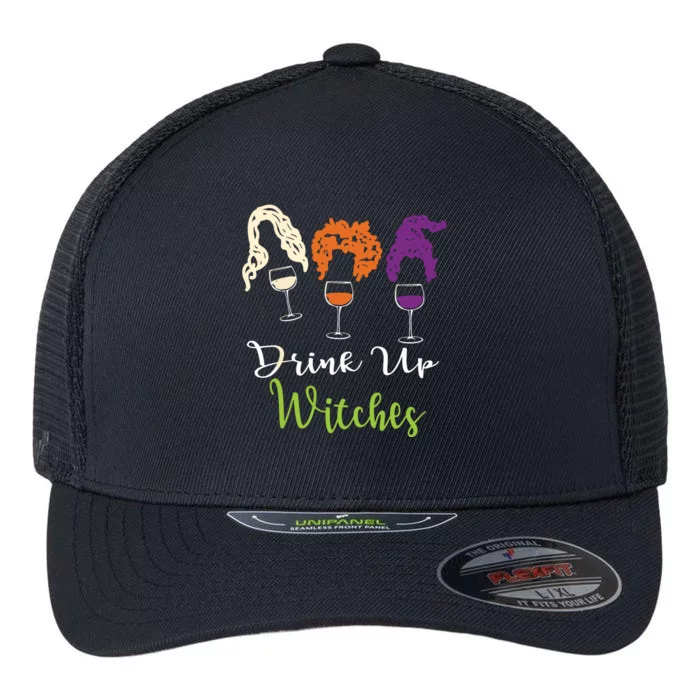 Drink Up Witches Halloween Women Hallowine Wine Lover Flexfit Unipanel Trucker Cap