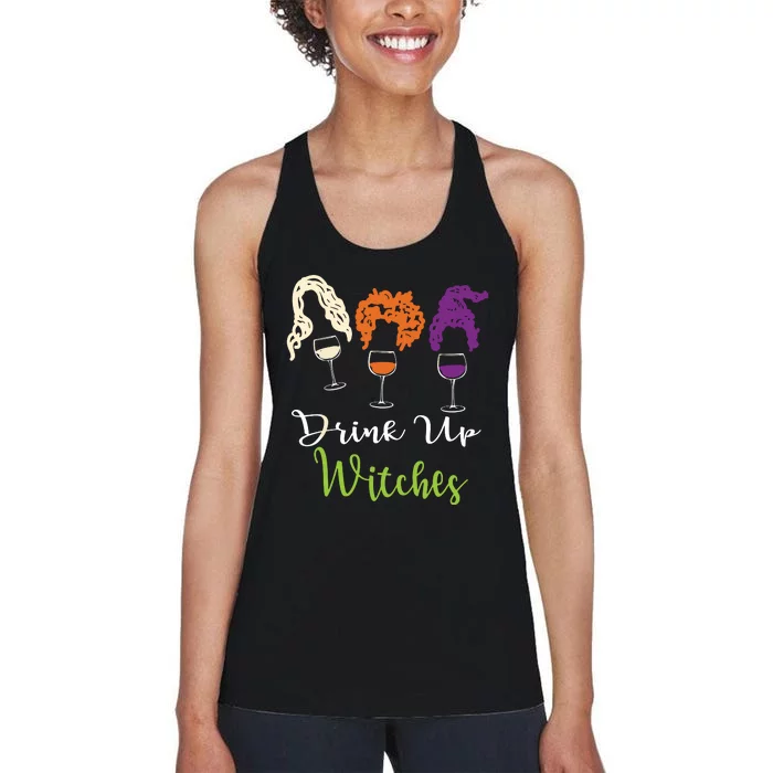 Drink Up Witches Halloween Women Hallowine Wine Lover Women's Racerback Tank