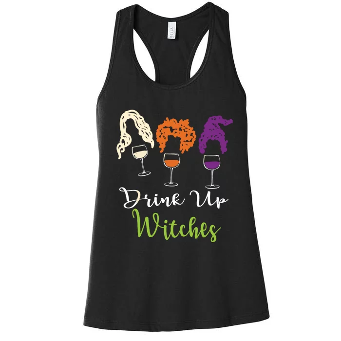 Drink Up Witches Halloween Women Hallowine Wine Lover Women's Racerback Tank