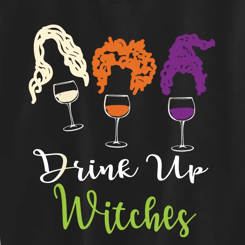 Drink Up Witches Halloween Women Hallowine Wine Lover Kids Sweatshirt