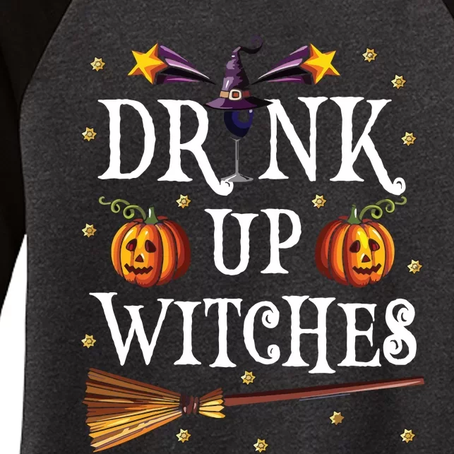 Drink Up Witches Wine Party Halloween Drinking Women's Tri-Blend 3/4-Sleeve Raglan Shirt