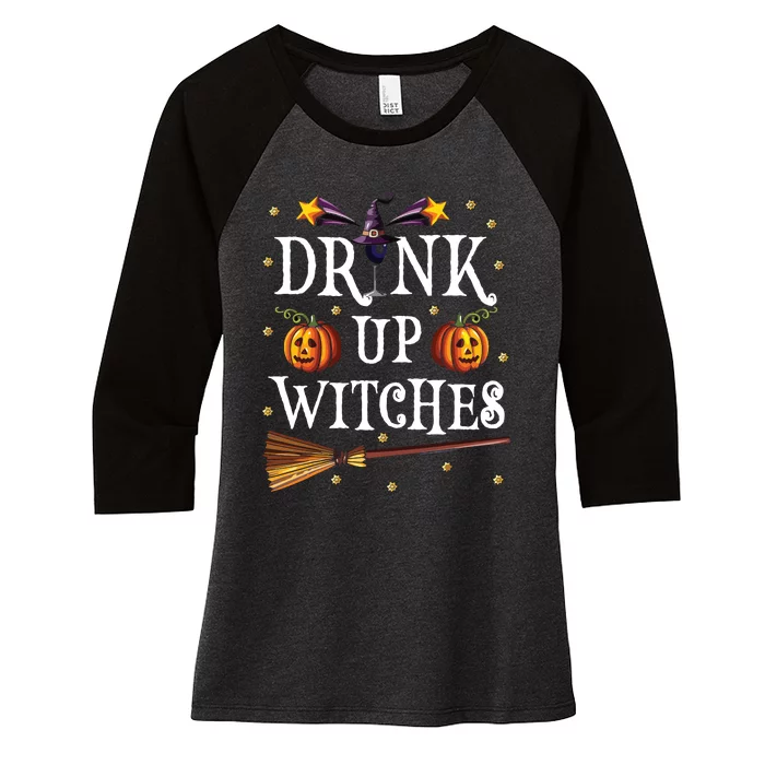 Drink Up Witches Wine Party Halloween Drinking Women's Tri-Blend 3/4-Sleeve Raglan Shirt