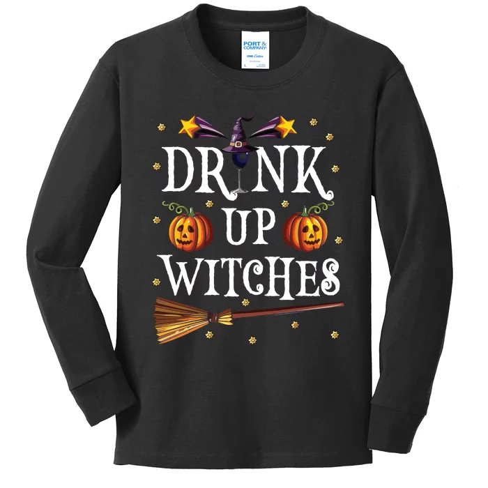 Drink Up Witches Wine Party Halloween Drinking Kids Long Sleeve Shirt