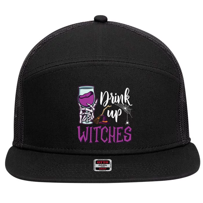 Drink Up Witches Wine Lover Drinking Halloween Costume 7 Panel Mesh Trucker Snapback Hat