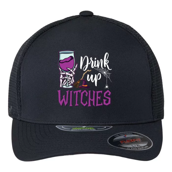 Drink Up Witches Wine Lover Drinking Halloween Costume Flexfit Unipanel Trucker Cap