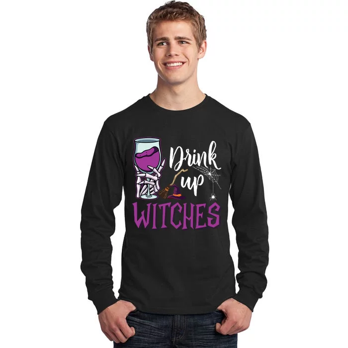 Drink Up Witches Wine Lover Drinking Halloween Costume Tall Long Sleeve T-Shirt