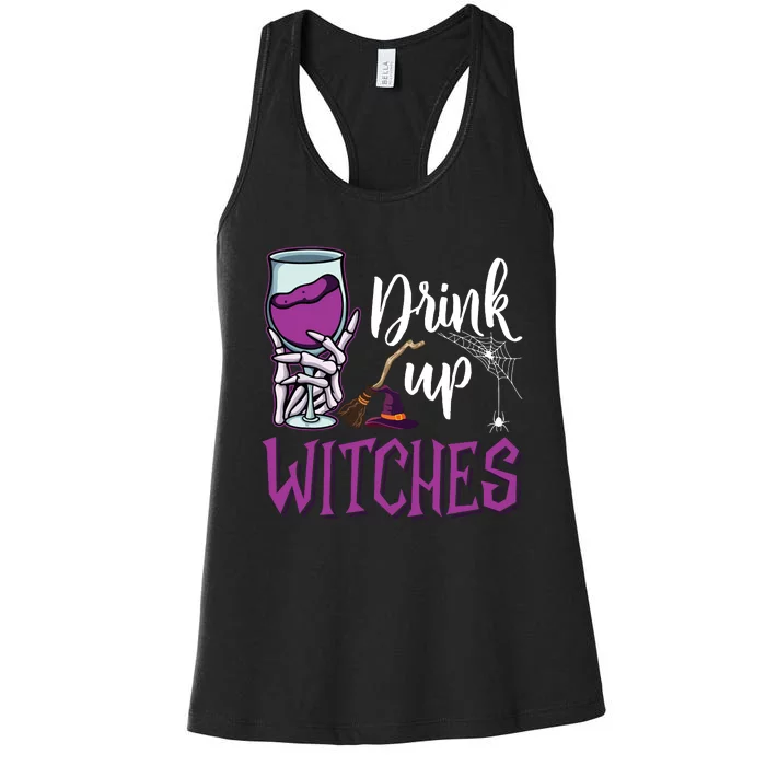 Drink Up Witches Wine Lover Drinking Halloween Costume Women's Racerback Tank