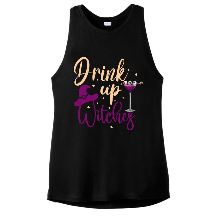 Drink Up Witches Wine Lover Drinking Halloween Ladies Tri-Blend Wicking Tank