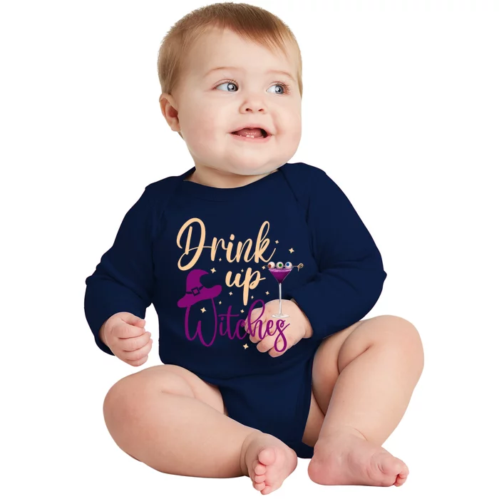 Drink Up Witches Wine Lover Drinking Halloween Baby Long Sleeve Bodysuit