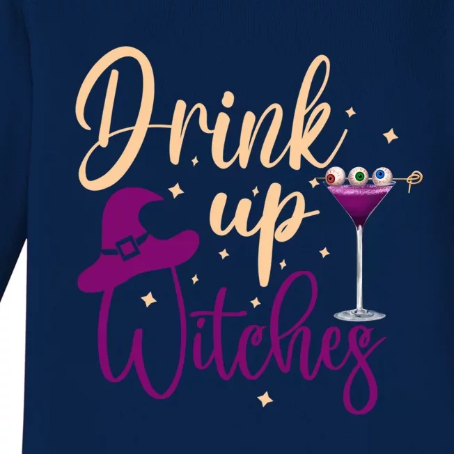 Drink Up Witches Wine Lover Drinking Halloween Baby Long Sleeve Bodysuit