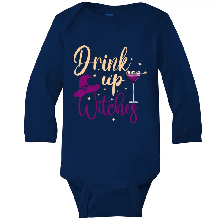 Drink Up Witches Wine Lover Drinking Halloween Baby Long Sleeve Bodysuit